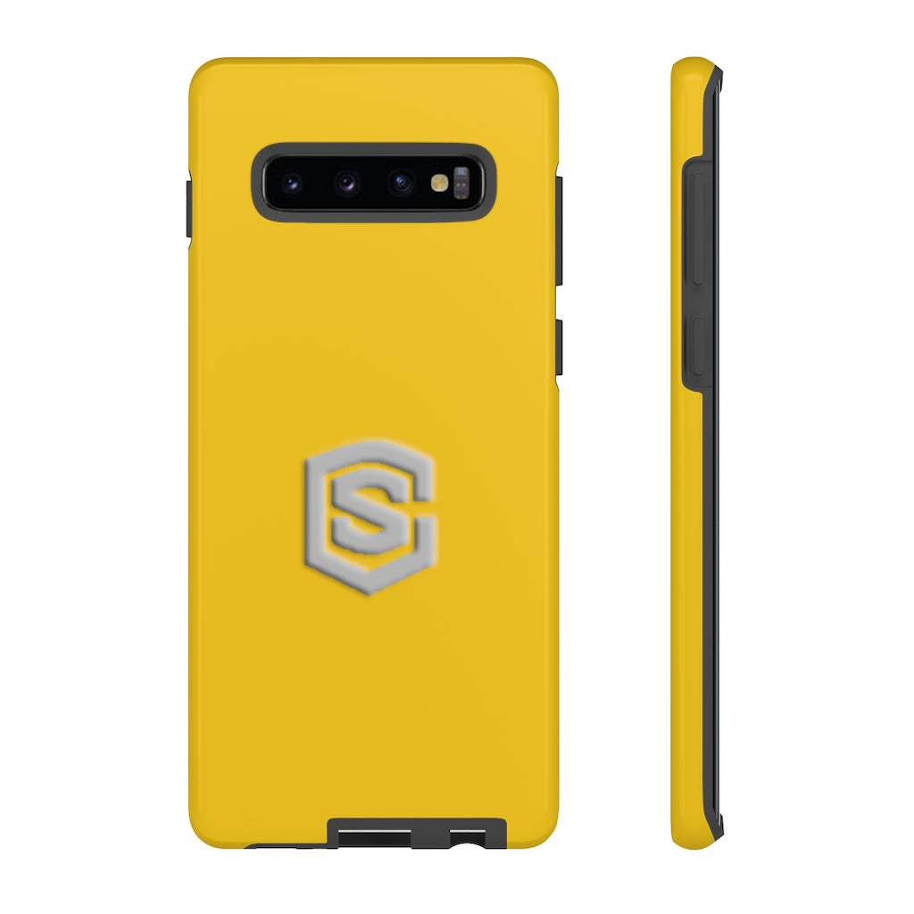 Yellow Tough Cases Silver Logo