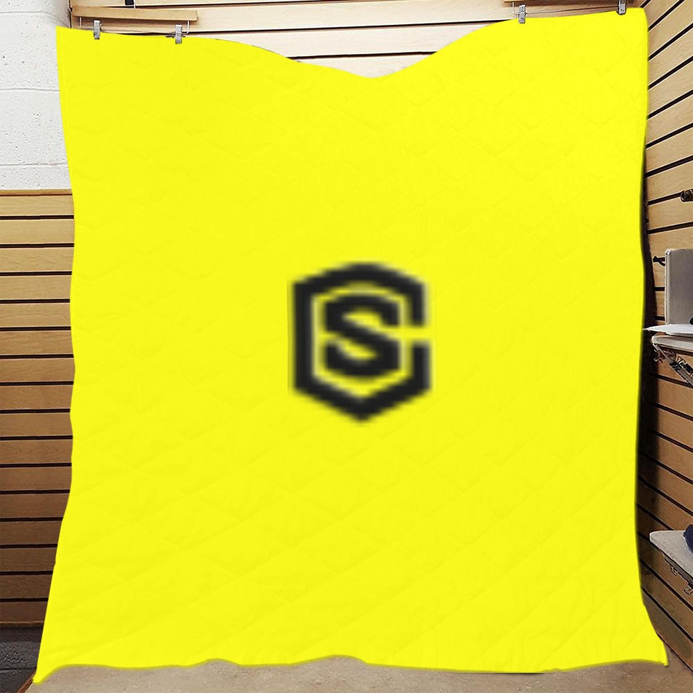 Yellow Quilt with Black Logo Custom Quilt 70" x 80"