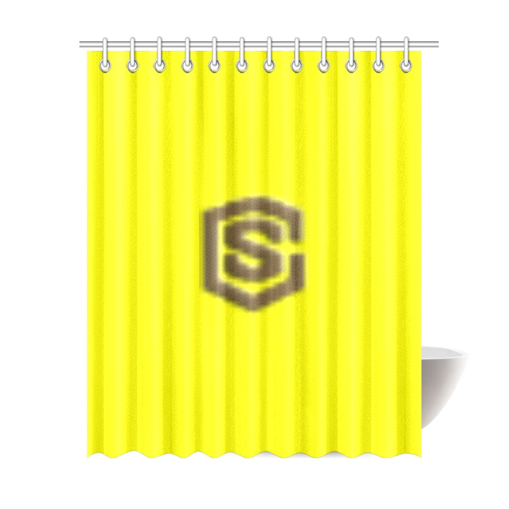 Yellow Shower Curtain 69"x84" with Brown Logo Shower Curtain 69"x84"
