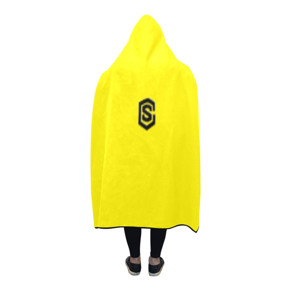 YELLOW  Hooded Blanket WHITH BLACK LOGO Hooded Blanket 80"x56"