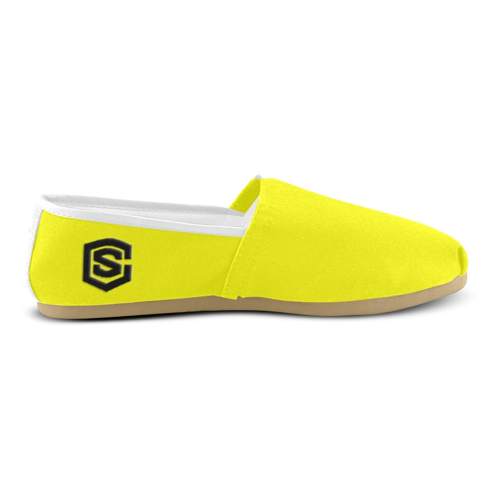 YELLOW casual shoes for women WITH BLACK LOGO Casual Canvas Women's Shoes (Model 004) (Designs are mirrored)