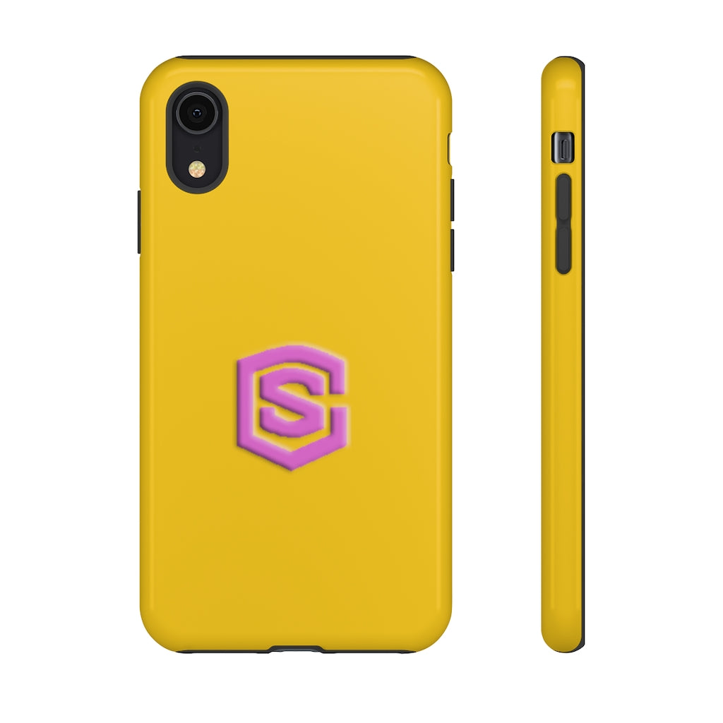 Yellow Tough Cases Pink Logo