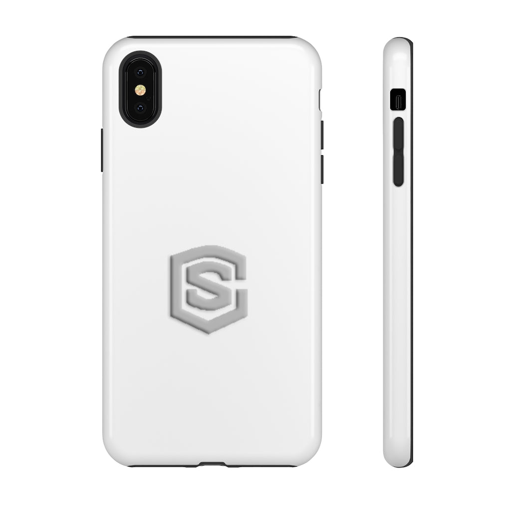 White Tough Cases Silver Logo