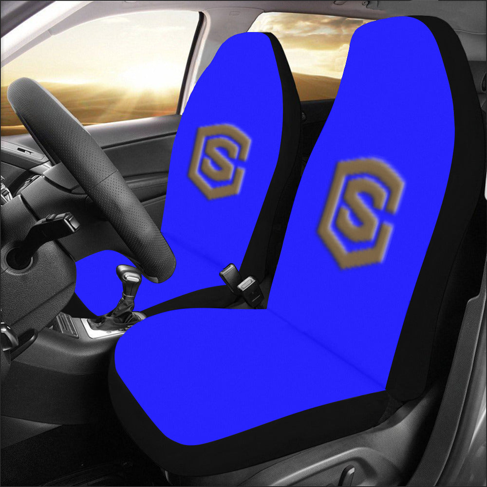 Blue Car Seat Covers Brown Logo Car Seat Covers (Set of 2)