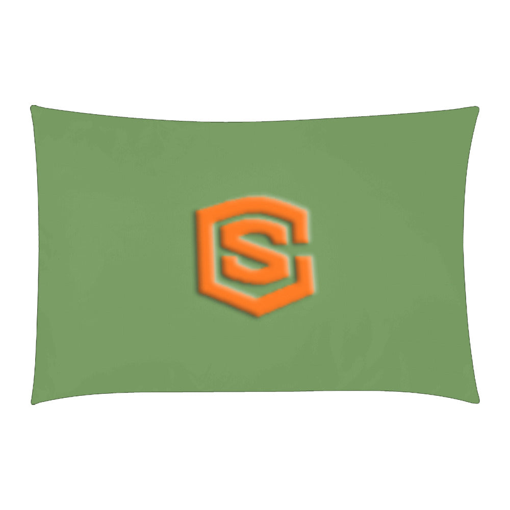 Green Duvet Cover Orange Logo 3-Piece Bedding Set (1 Duvet Cover 86"x70"; 2 Pillowcases 20"x30")(One Side)