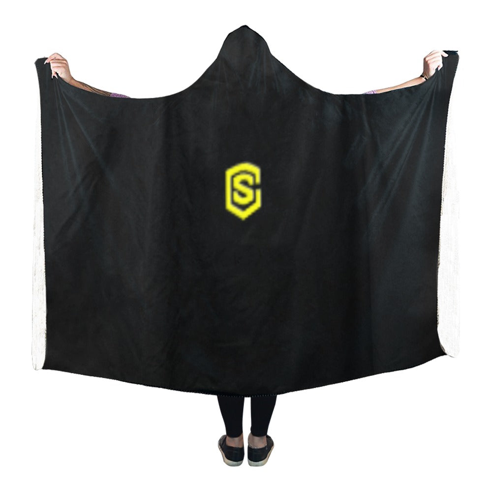 BLACK Hooded Blanket WHITH YELLOW LOGO Hooded Blanket 80"x56"