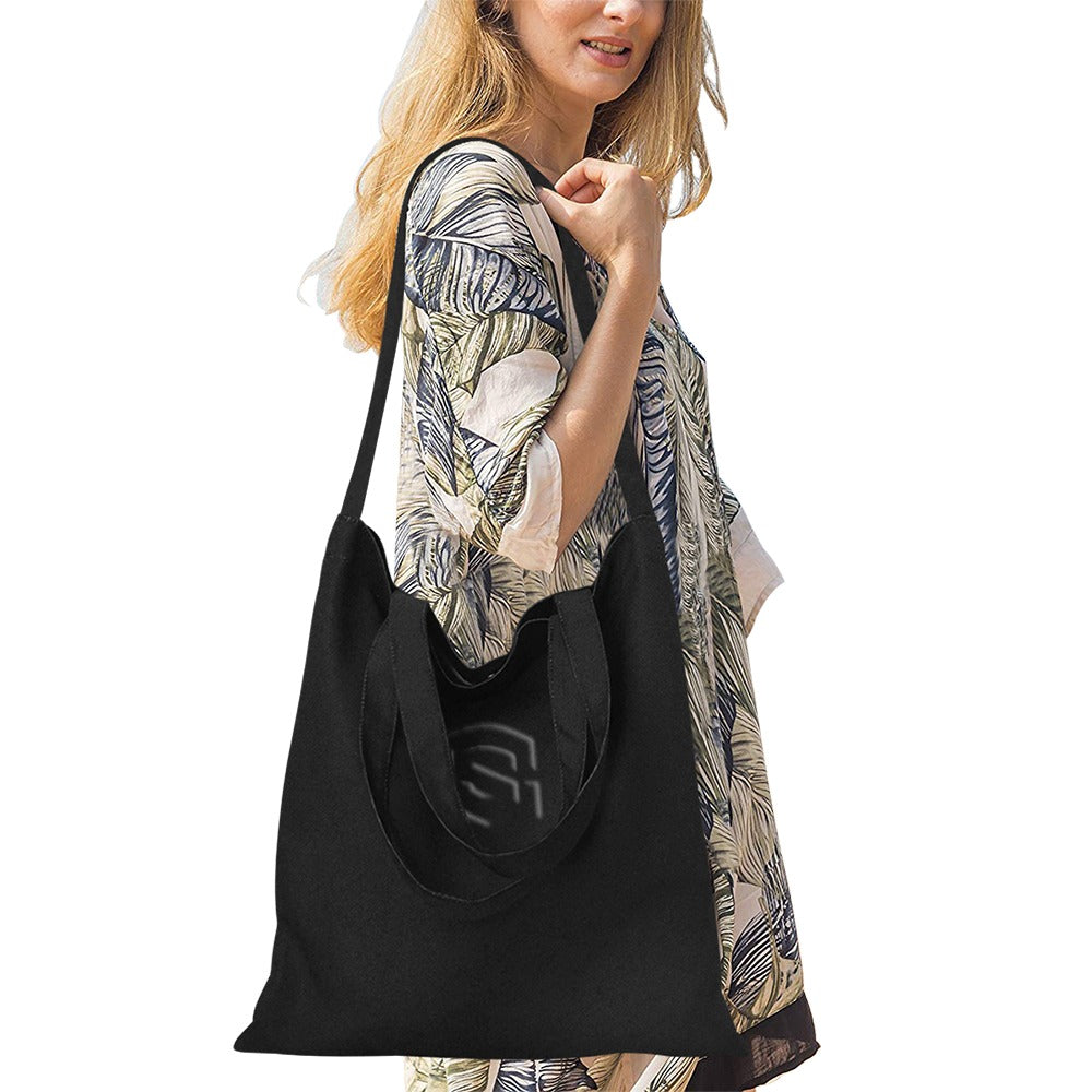 Black All Over Print Canvas Tote Bag With Black Logo All Over Print Canvas Tote Bag(Model1698)(Medium)