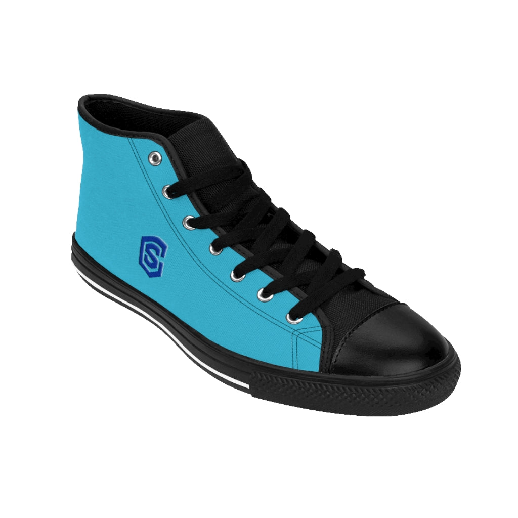 Blue Men's High-top Sneakers - blue logo