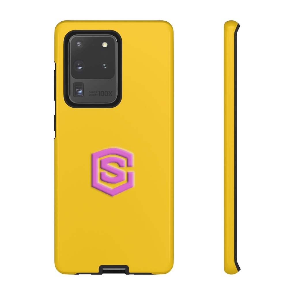 Yellow Tough Cases Pink Logo