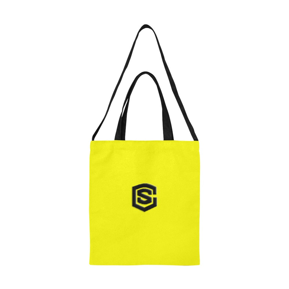 Yellow All Over Print Canvas Tote Bag With Black Logo All Over Print Canvas Tote Bag(Model1698)(Medium)