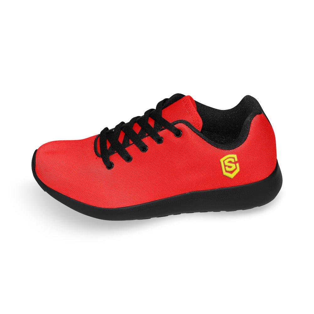 RED KID SNEAKER ITH YELLOW LOGO Kid's Sneakers (Little Kid / Big Kid) (Model020)