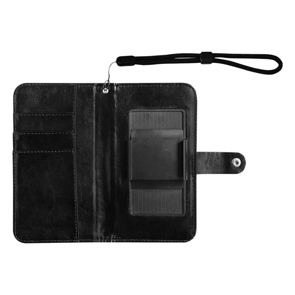 Balck Flip Leather Purse for Mobile Phone(Model1703)(Large) with Gray Logo Flip Leather Purse for Mobile Phone(Model1703)(Large)