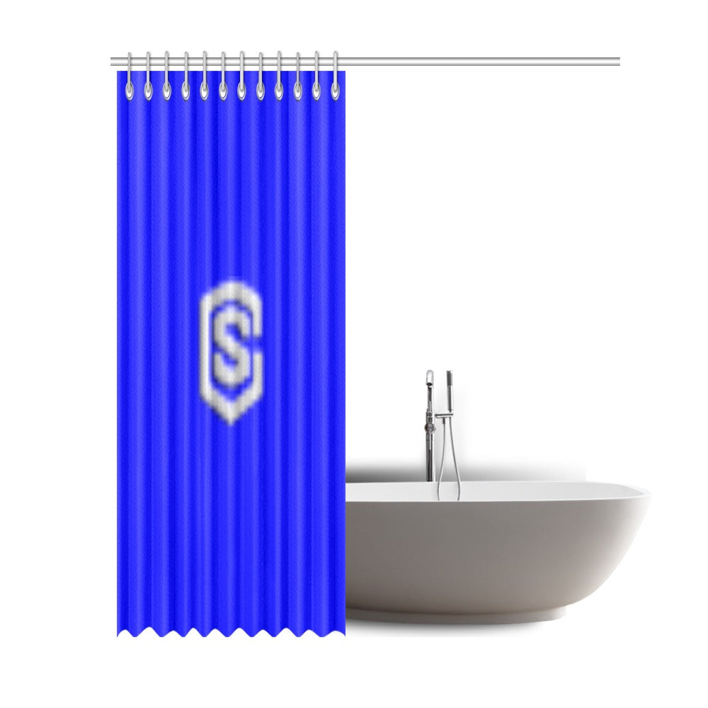 Blue Shower Curtain 69"x84" with Silver Logo Shower Curtain 69"x84"