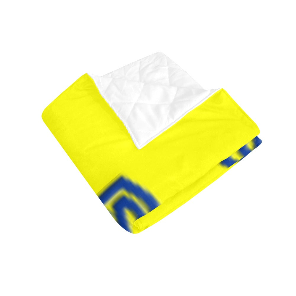 Yellow Quilt with Blue Logo Custom Quilt 70" x 80"