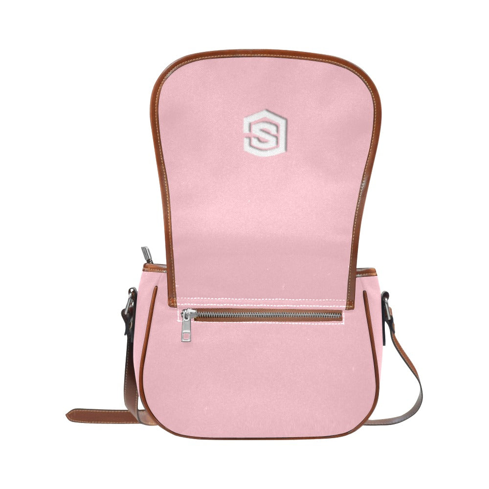 PINK Saddle Bag WITH WHITE LOGO Saddle Bag (Model 1649) (Small)