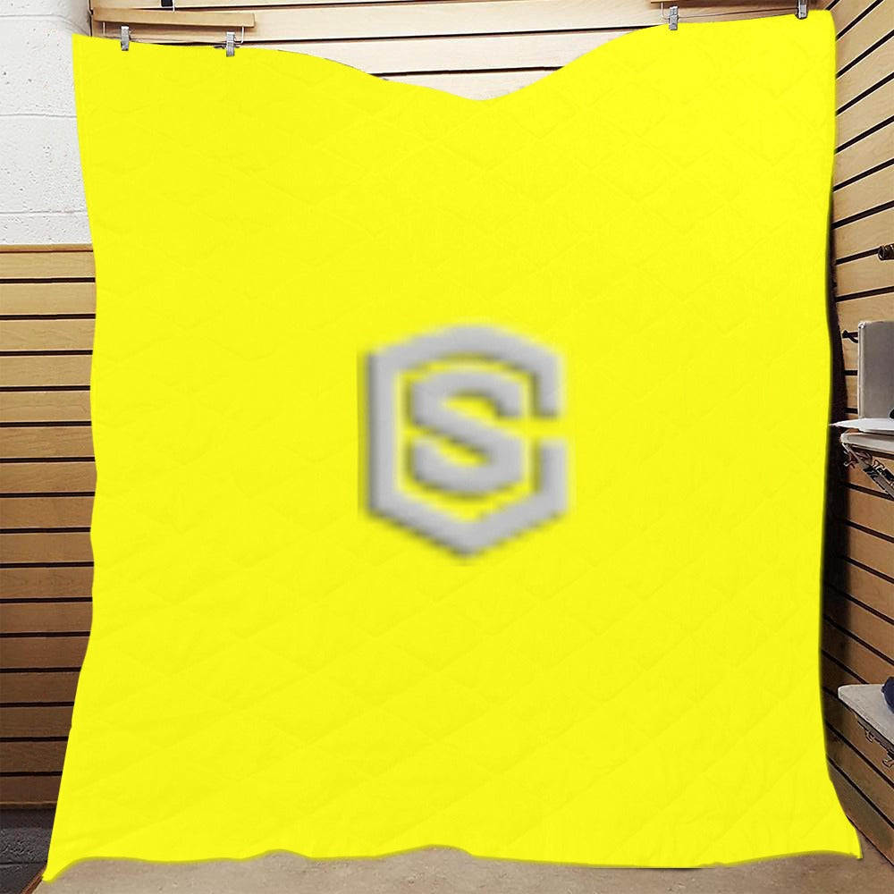 Yellow Quilt with Silver Logo Custom Quilt 70" x 80"