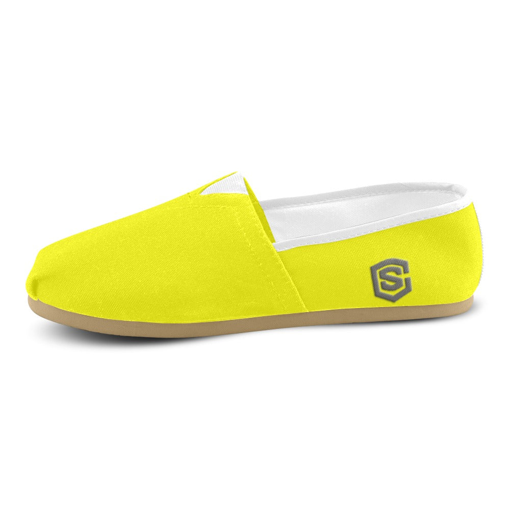 YELLOW casual shoes for women WITH GRAY LOGO Casual Canvas Women's Shoes (Model 004) (Designs are mirrored)