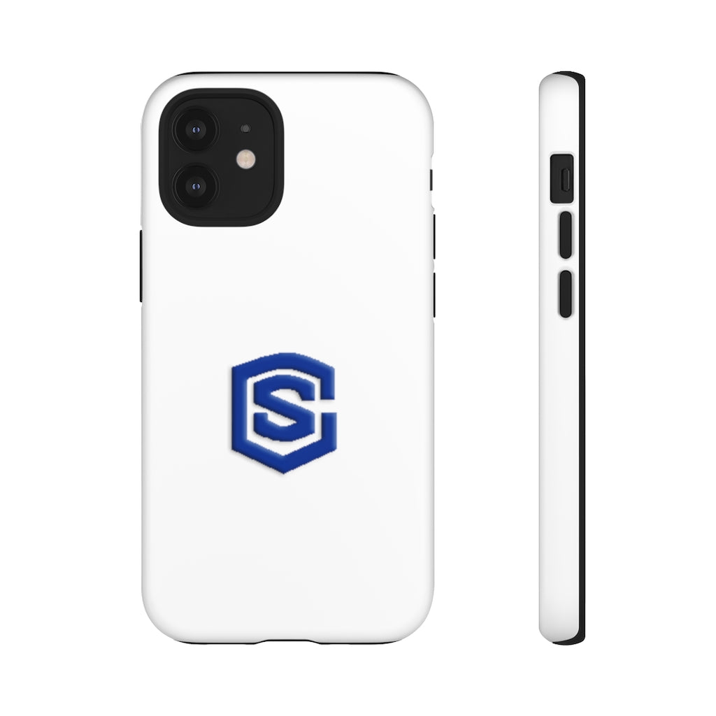 White Tough Cases Blue Logo