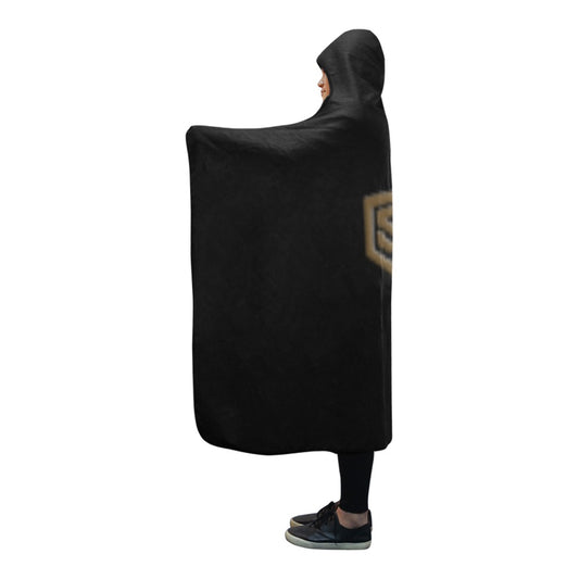 Black Hooded Blanket 80"x56" with Brown Logo Hooded Blanket 80"x56"