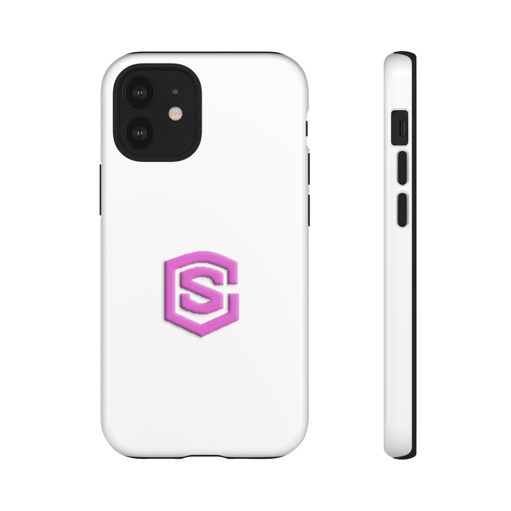 White Tough Cases Pink Logo