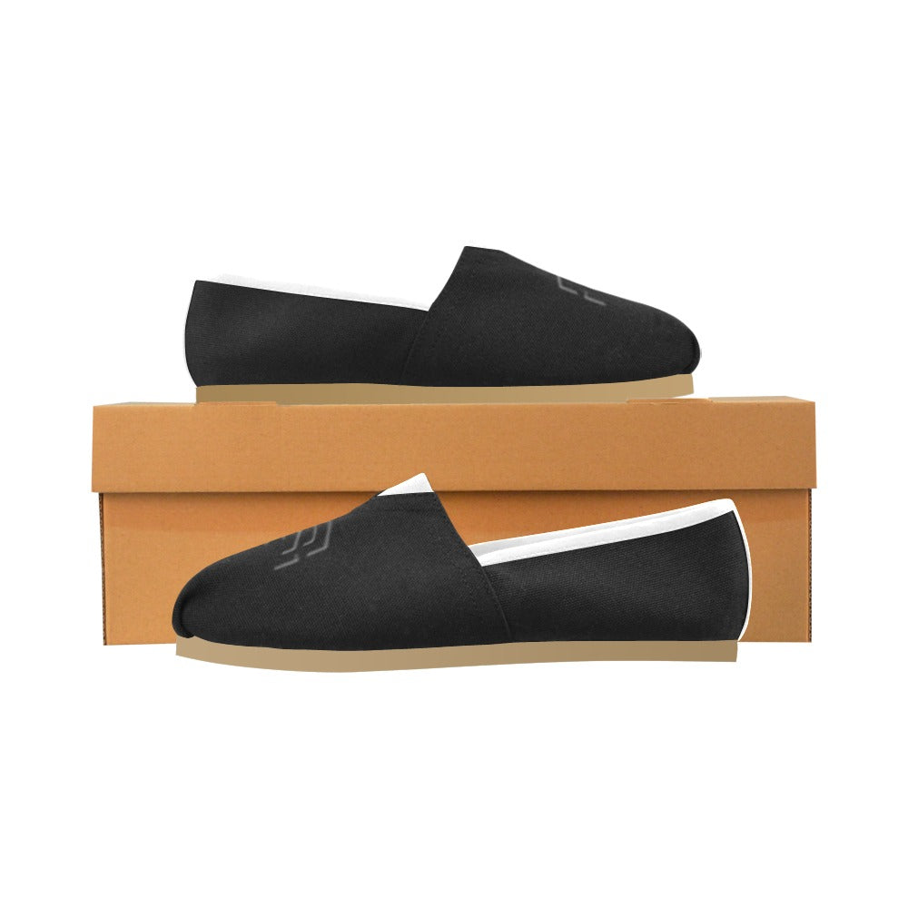 BLACK Casual Canvas Women's WITH BLACK LOGO Casual Canvas Women's Shoes (Model 004) (Designs are mirrored)