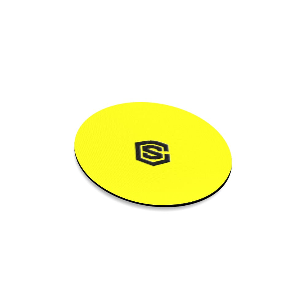 Yellow Round Coaster with Black Logo Round Coaster