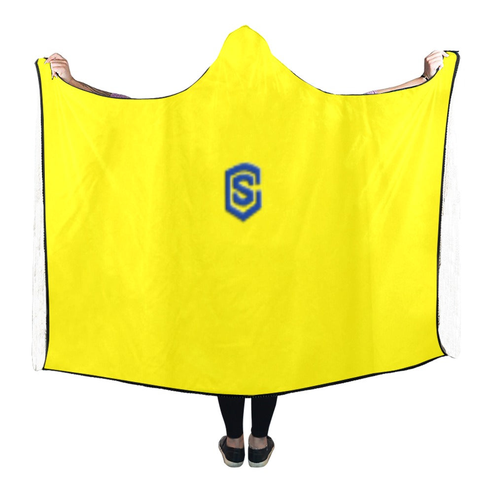 YELLOW Hooded Blanket WHITH BLUE LOGO Hooded Blanket 80"x56"