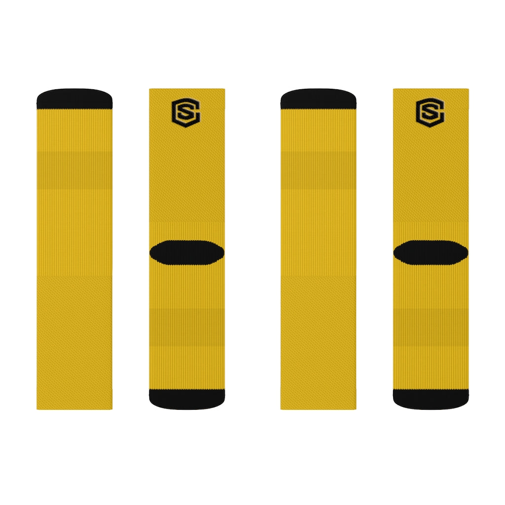 Yellow Sublimation Socks Black Logo