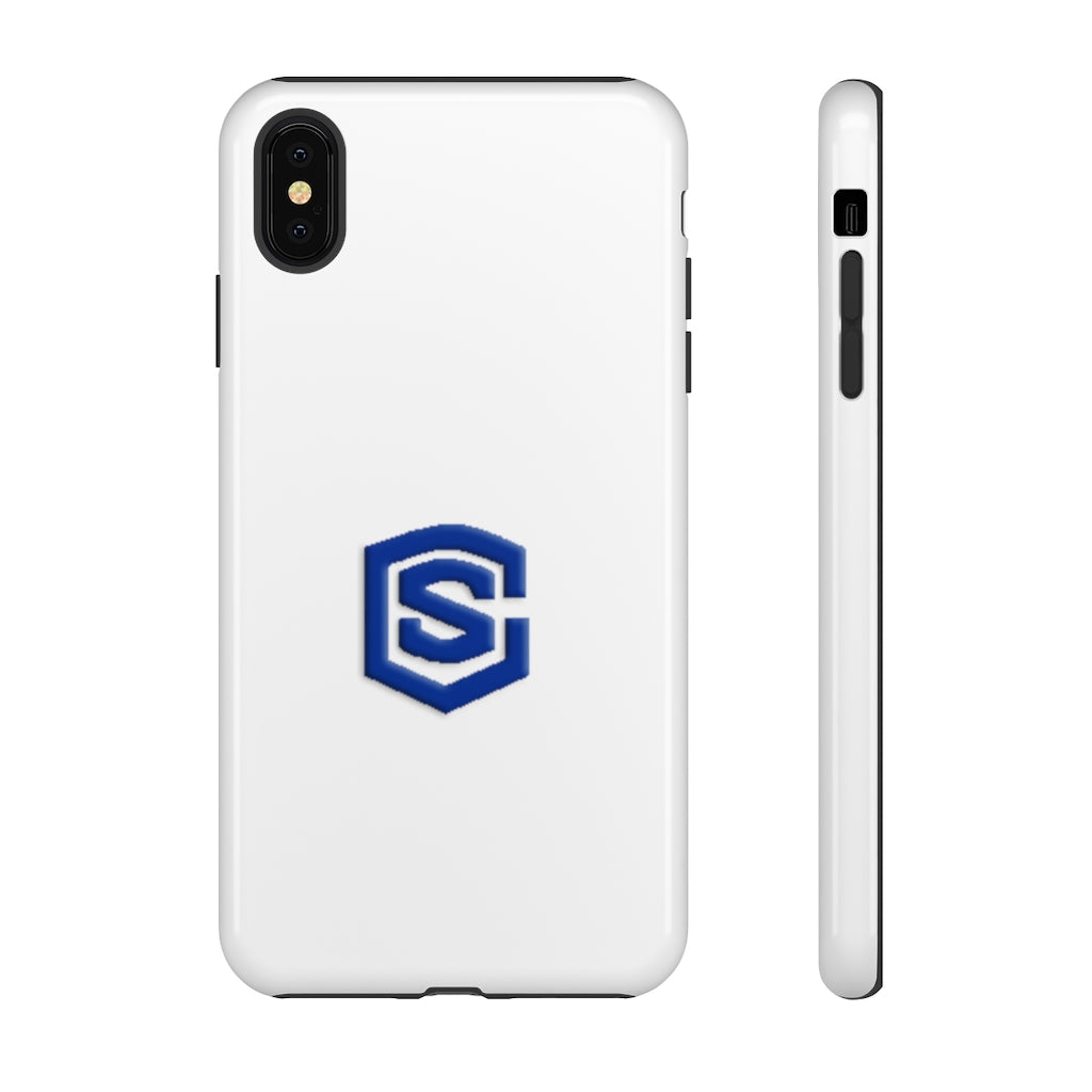White Tough Cases Blue Logo