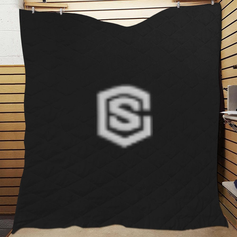Black Quilt with Silver Logo Custom Quilt 70" x 80"