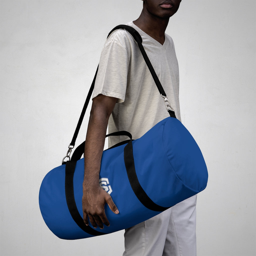 Blue Duffel Bag White Logo