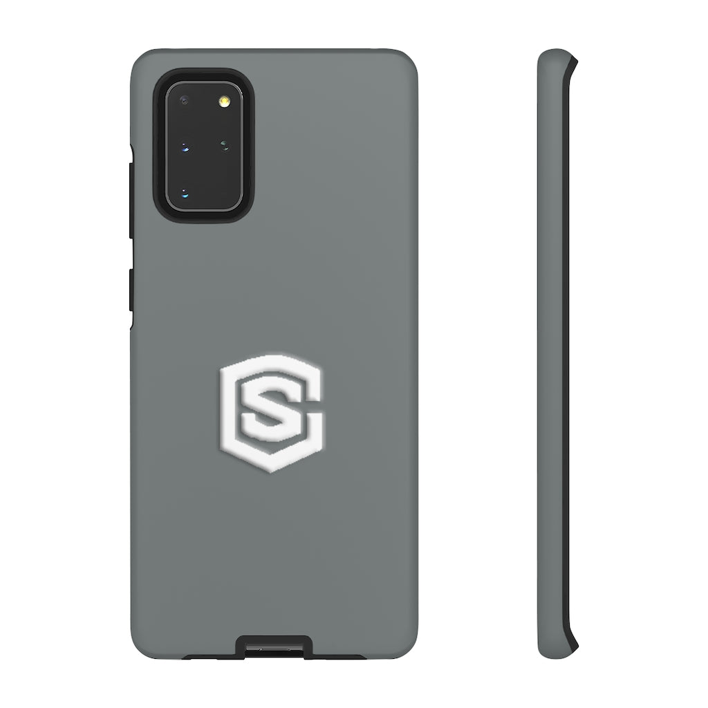 Grey Tough Cases White Logo