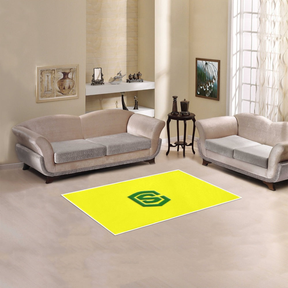 Yellow Area Rug 2.6' x 1.7' with Green Logo Area Rug 2.6' x 1.7'