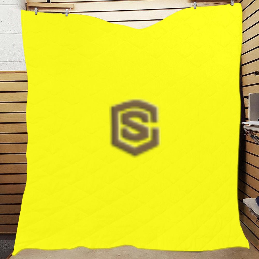 Yellow Custom Quilt with Brown Logo Custom Quilt  70" x 80"