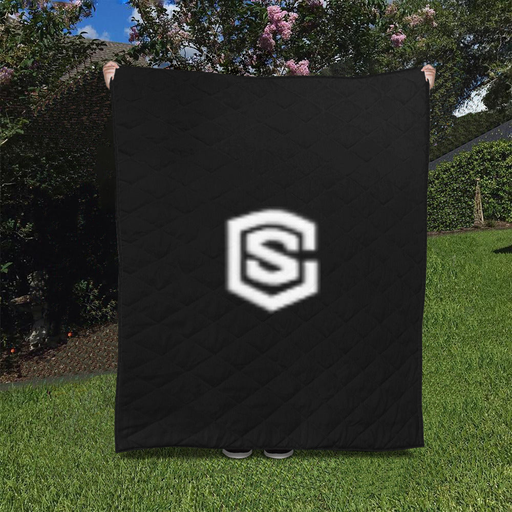 Black Custom Quilt White Logo Custom Quilt 50" x 60"
