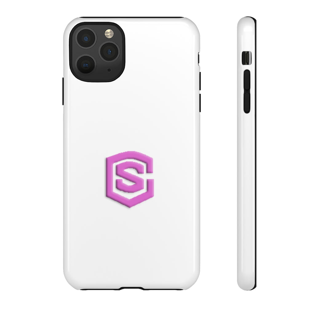 White Tough Cases Pink Logo