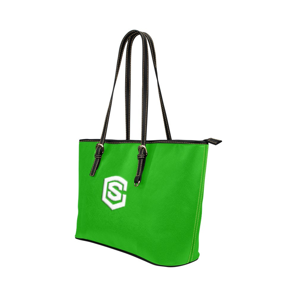 ORRANGE Leather Tote Bag WITH WHITE LOGO Leather Tote Bag (Model 1651) (Big)