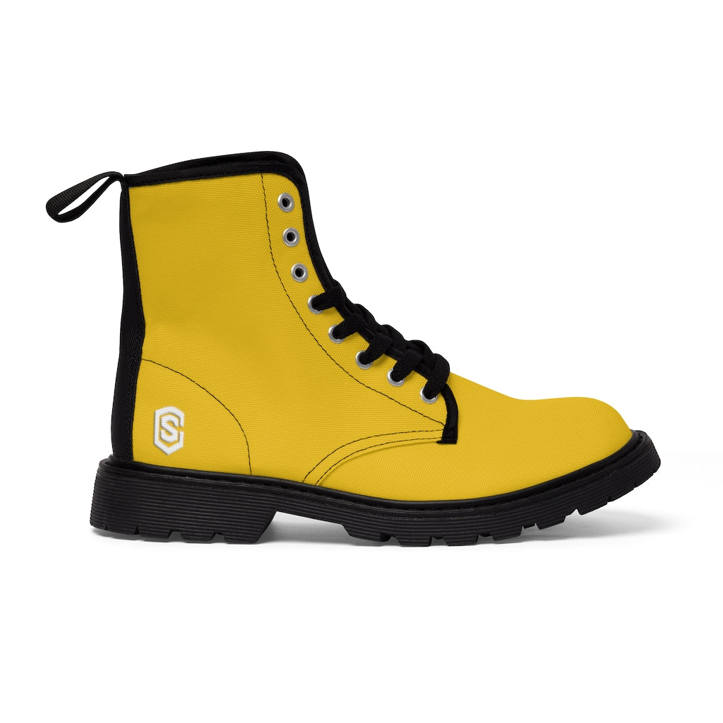 yellow Men's Canvas Boots White Logo