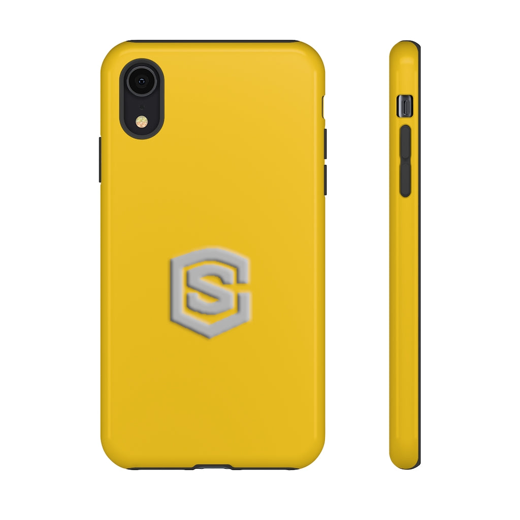 Yellow Tough Cases Silver Logo