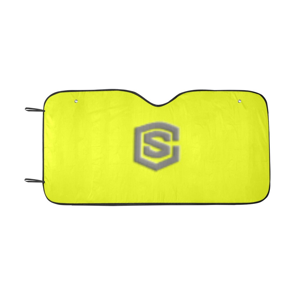 YELLOW AUTO SUN SHADE WITH GRAY LOGO Auto Sun Shade 55" x 29.53"