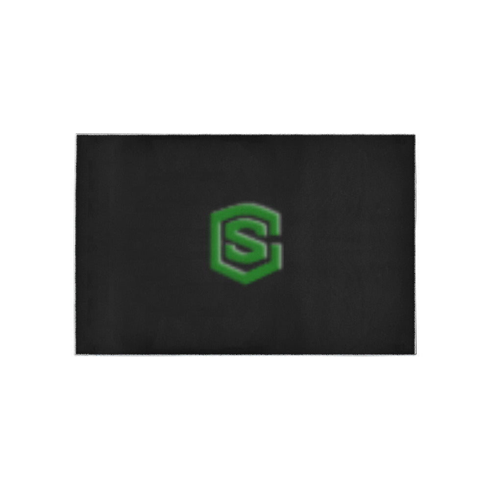 Black Area Rug Green Logo Area Rug 5' x 3.2'
