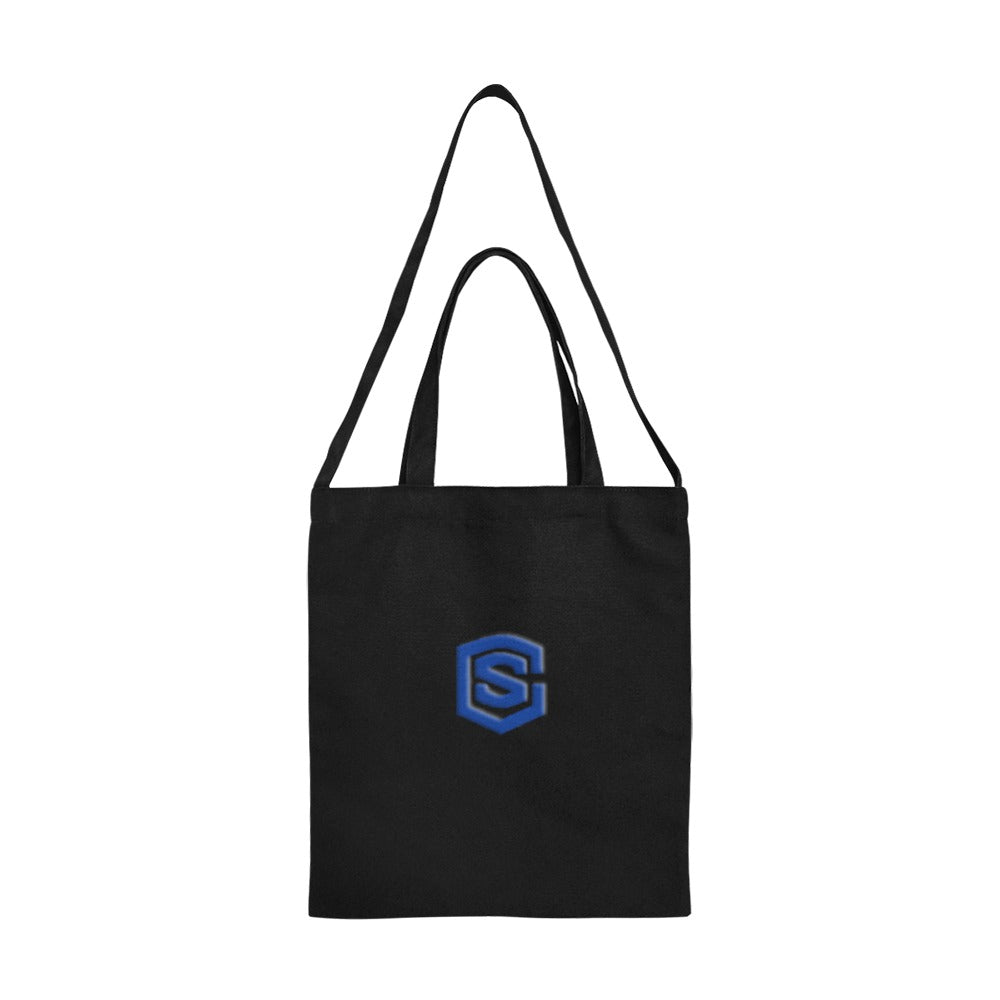 Black All Over Print Canvas Tote Bag With Blue Logo All Over Print Canvas Tote Bag(Model1698)(Medium)
