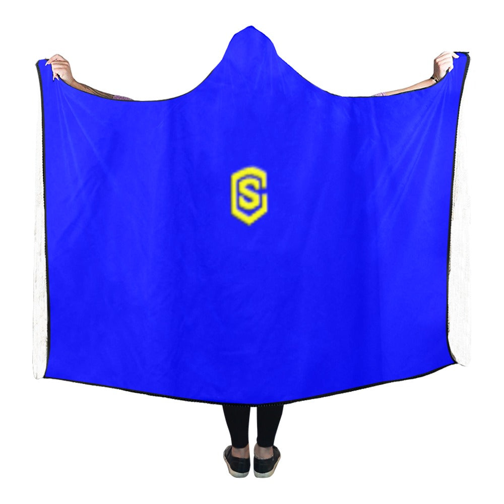 BLUE Hooded Blanket WHITH YELLOW LOGO Hooded Blanket 80"x56"