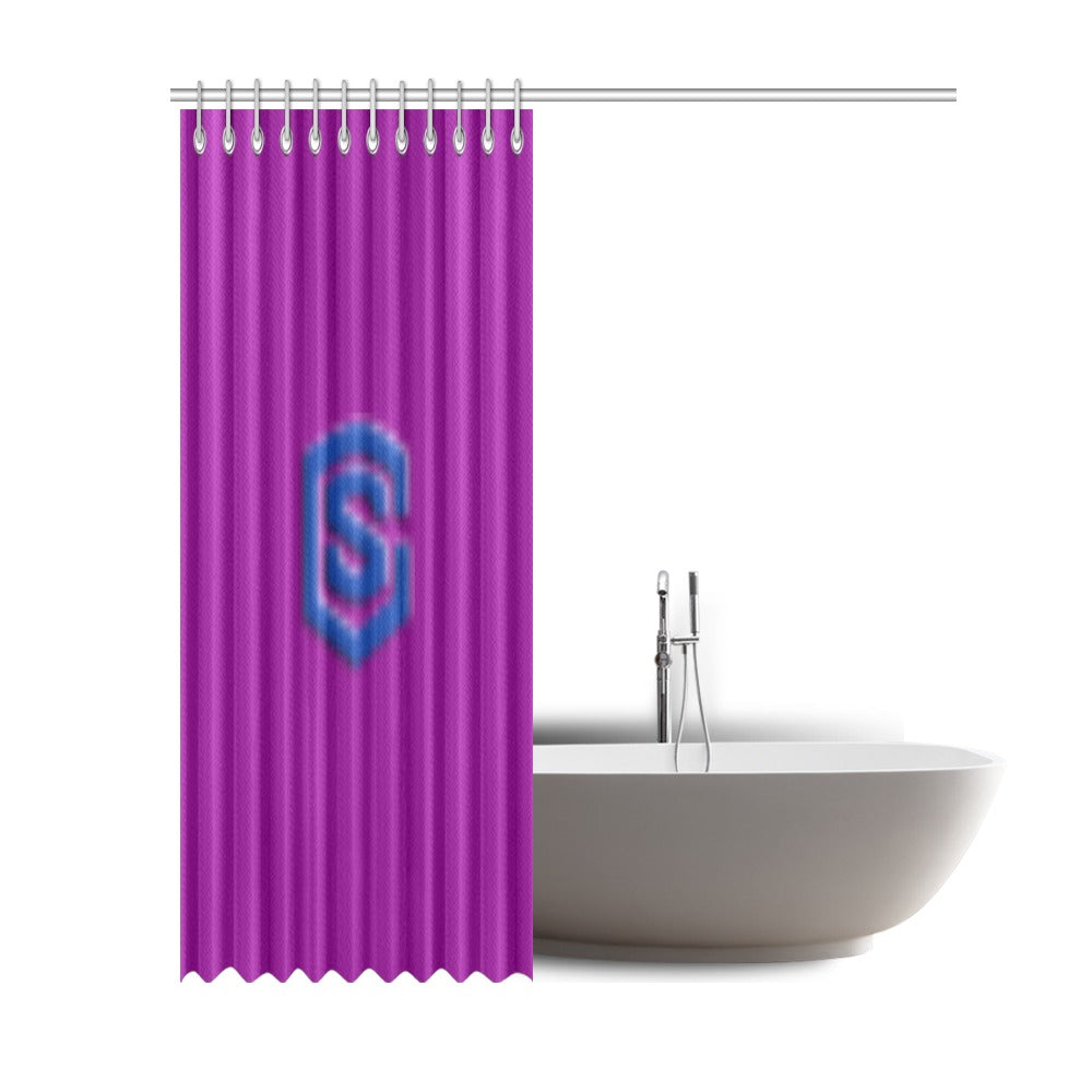 Purple Shower Curtain 69"x84" with Blue Logo Shower Curtain 69"x84"