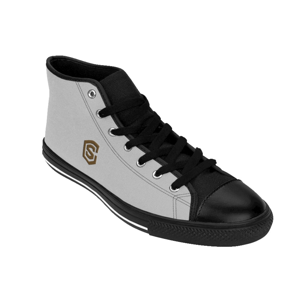 grey Men's High-top Sneakers Brown logo
