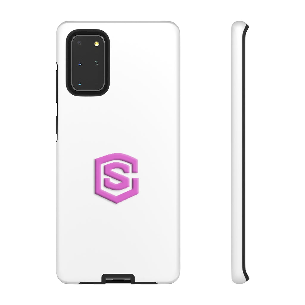 White Tough Cases Pink Logo