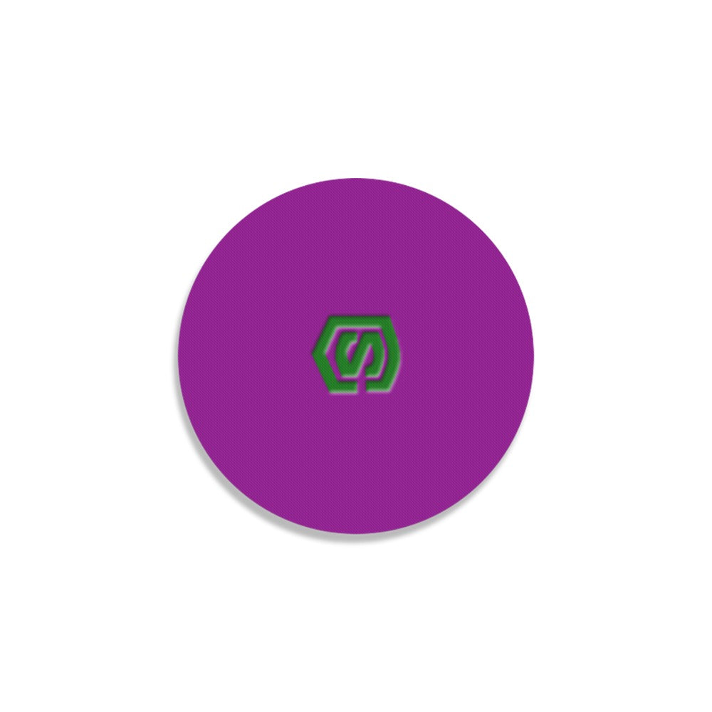 Purple Round Coaster with Green Logo Round Coaster