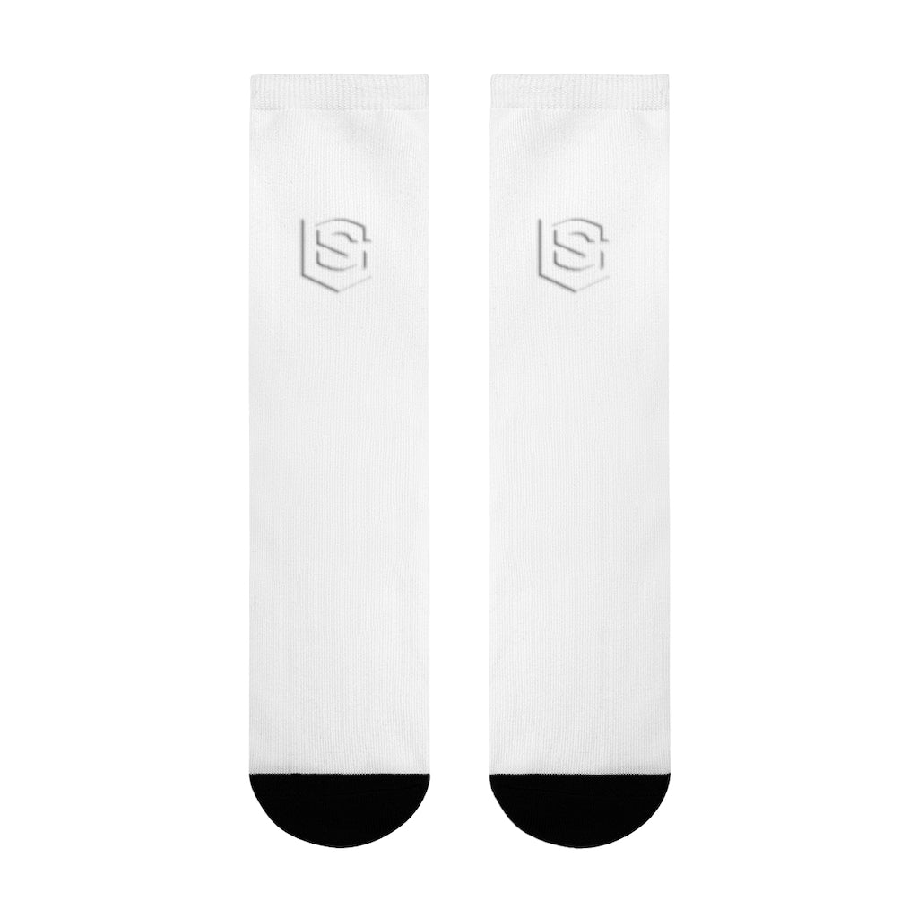 White Sublimation Crew Socks (EU) white Logo