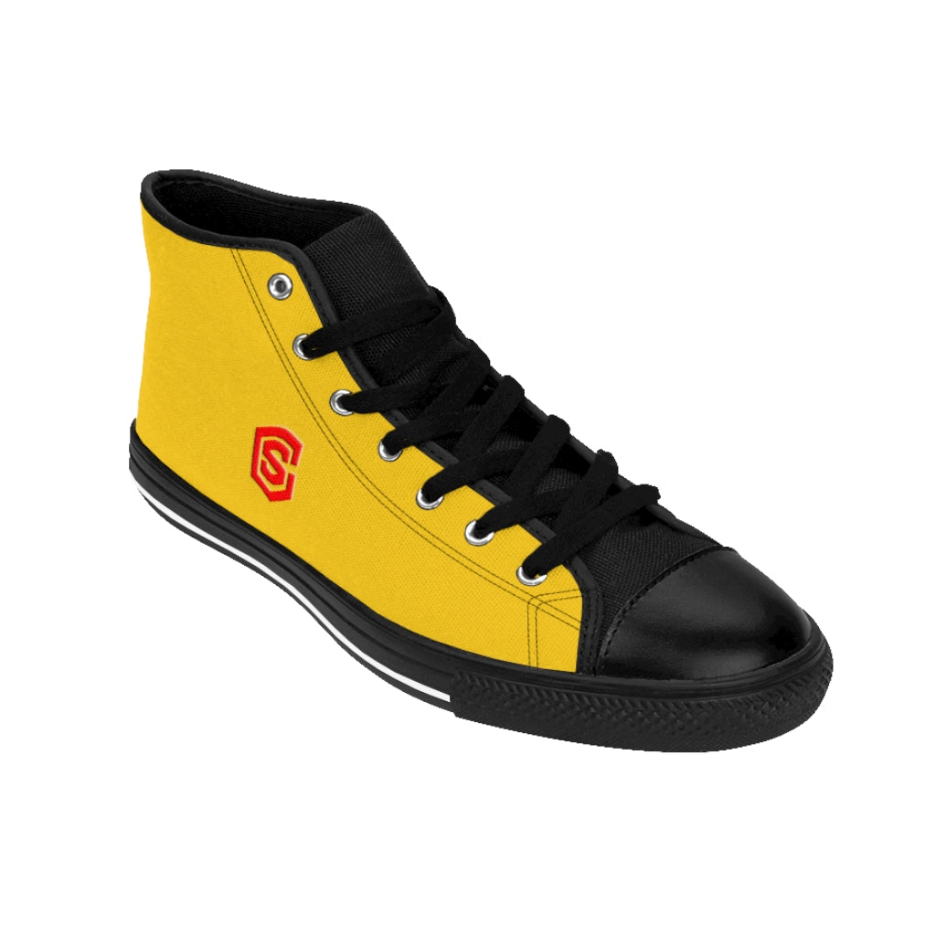 yellow Men's High-top Sneakers - red logo