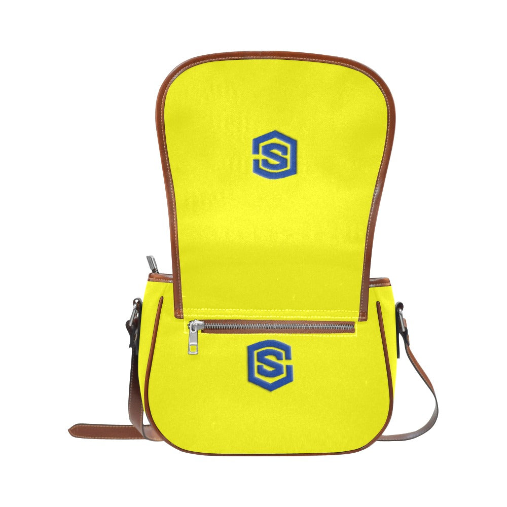 YELLOW Saddle Bag WITH BLUE LOGO Saddle Bag (Model 1649) (Small)